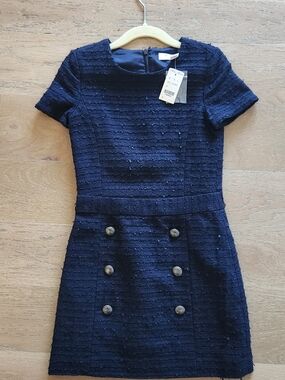 Brooks Brothers Girls Navy Textured Dress | Size 6 | NWT